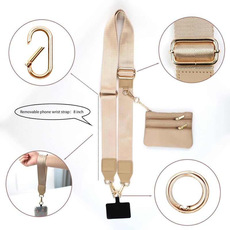 Incolumitas Store حزام كلّ واذهب للهاتف مع محفظة عبر الجسم، حقيبة بسحاب لحزام الهاتف، حزام معصم عبر الجسم لملحقات الهاتف المحمول، هدية عيد ميلاد للنساء (أبيض-أسود) - Image 2